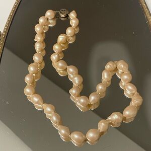 Vintage Faux Baroque Pearls. Sterling Flower Clasp.